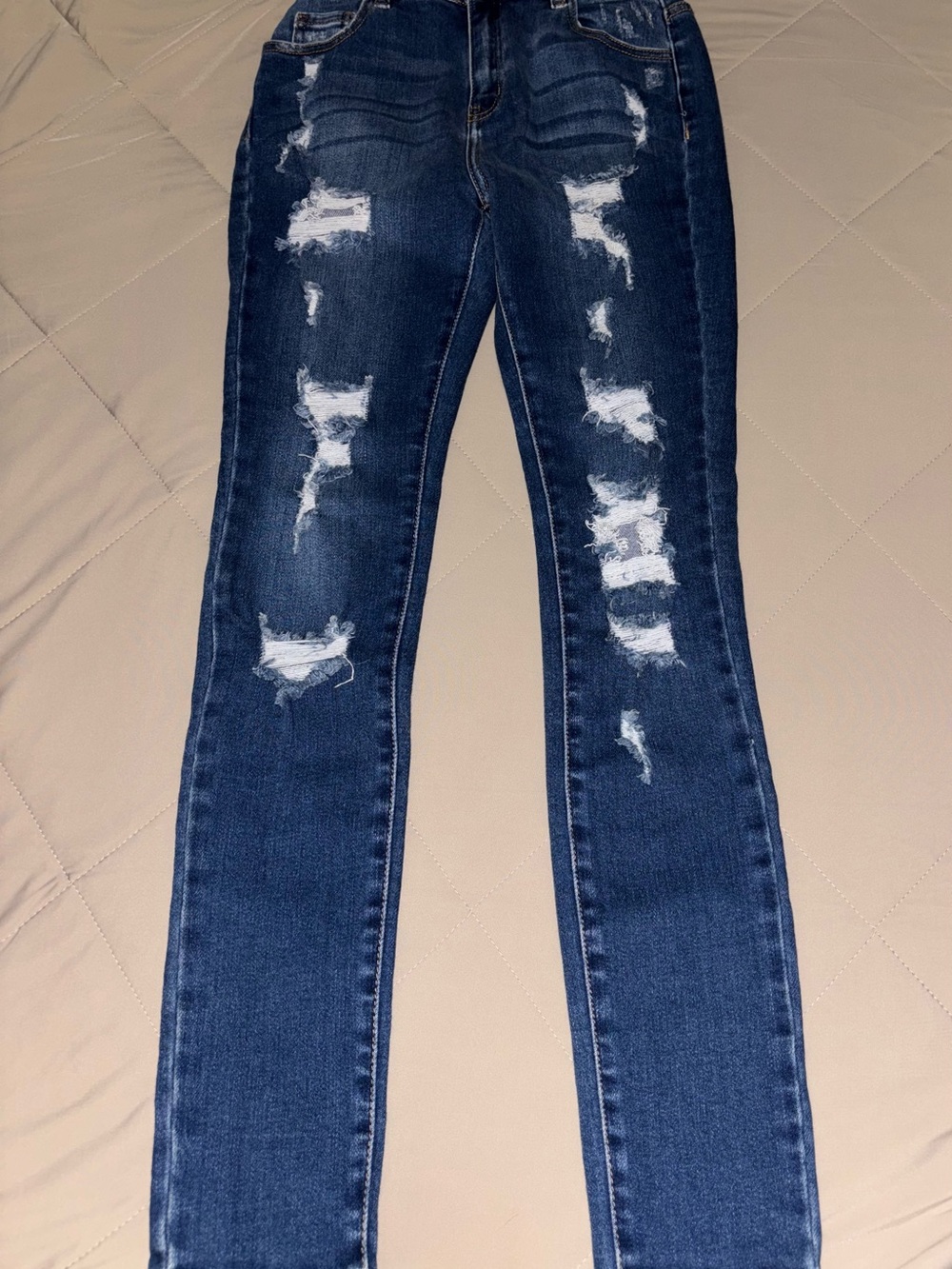 Encore Jeans Dark Indigo Ripped Skinny Jeans